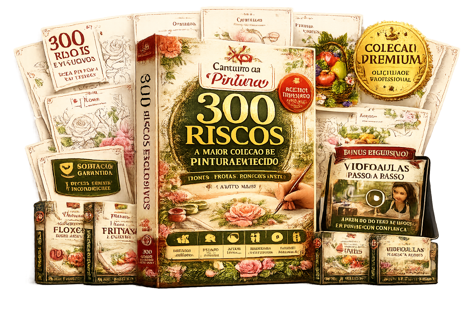 Kit Cantinho da Pintura - 300 riscos prontos, guias, vídeo-aulas e bônus